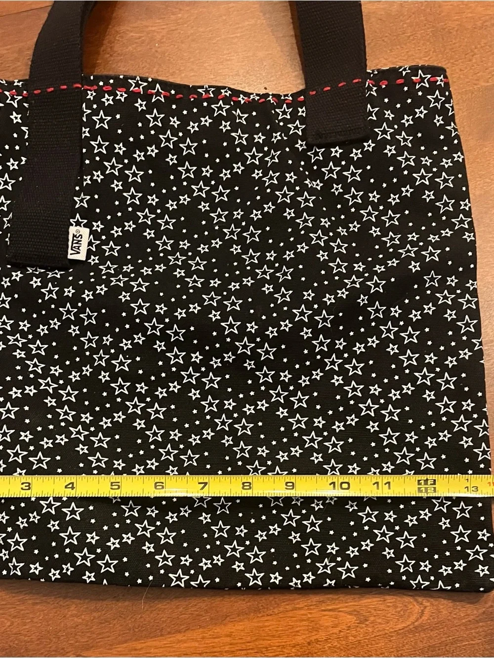 Vans Black Star Print Tote Bag with Black Handles